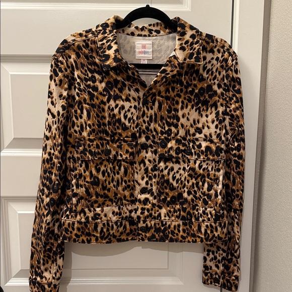 LuLaRoe Jackets & Blazers - LuLaRoe Leopard Print Jean Jacket